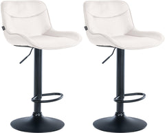 Set di 2 sgabelli da bar Vonore in velluto nero e crema, eleganti e regolabili in altezza per un design moderno.