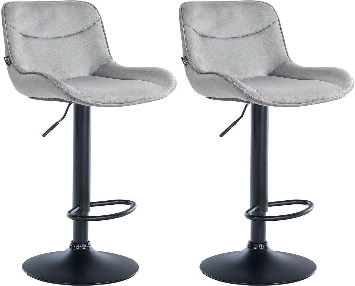 Set di 2 sgabelli da bar Vonore in velluto nero e grigio, regolabili in altezza, design moderno e funzionale.