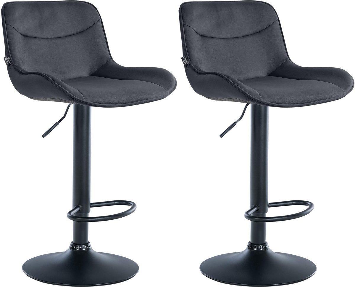 Set di 2 sgabelli da bar Vonore in velluto nero, regolabili in altezza, design moderno e funzionale per la tua casa.