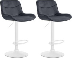 Set di 2 sgabelli da bar Vonore in velluto bianco e nero, design moderno e regolabile in altezza per un comfort elegante.
