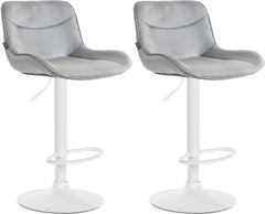Set di 2 sgabelli da bar regolabili in altezza Vonore in velluto grigio, design moderno e funzionale.