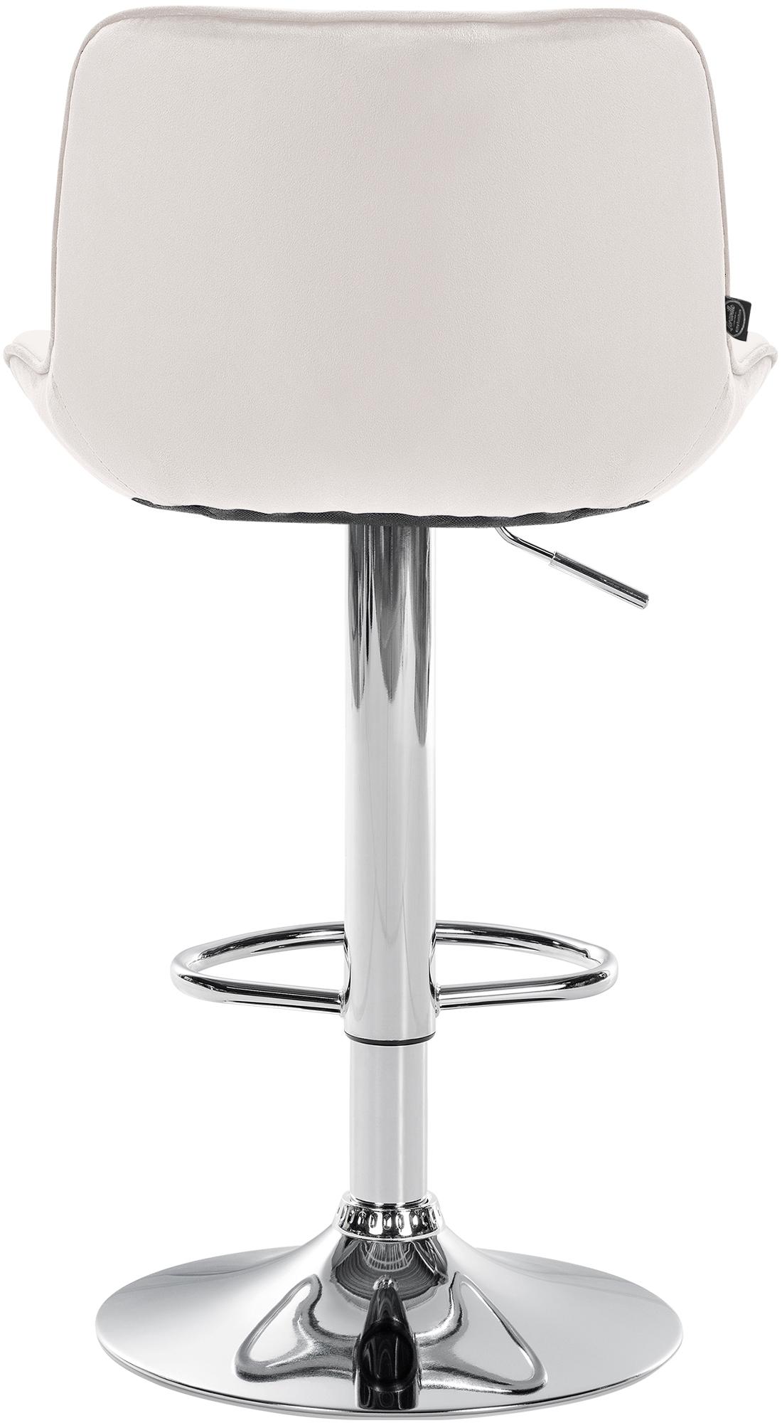 Set di 2 sgabelli da bar Vonore in velluto crema con base cromata, regolabili in altezza e dal design moderno.