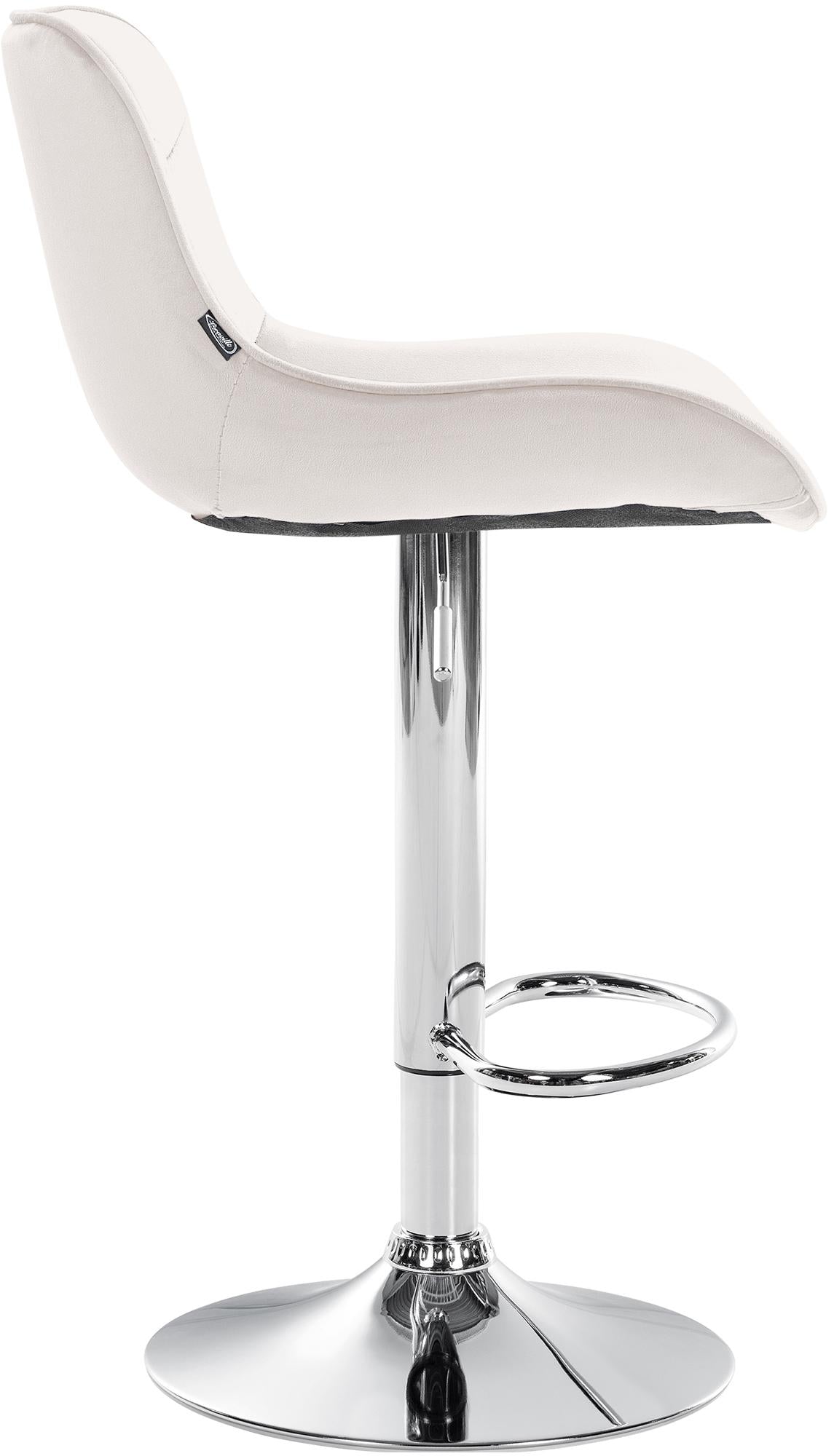 Set di 2 sgabelli da bar Vonore in velluto crema con base cromata, regolabili in altezza e dal design moderno.