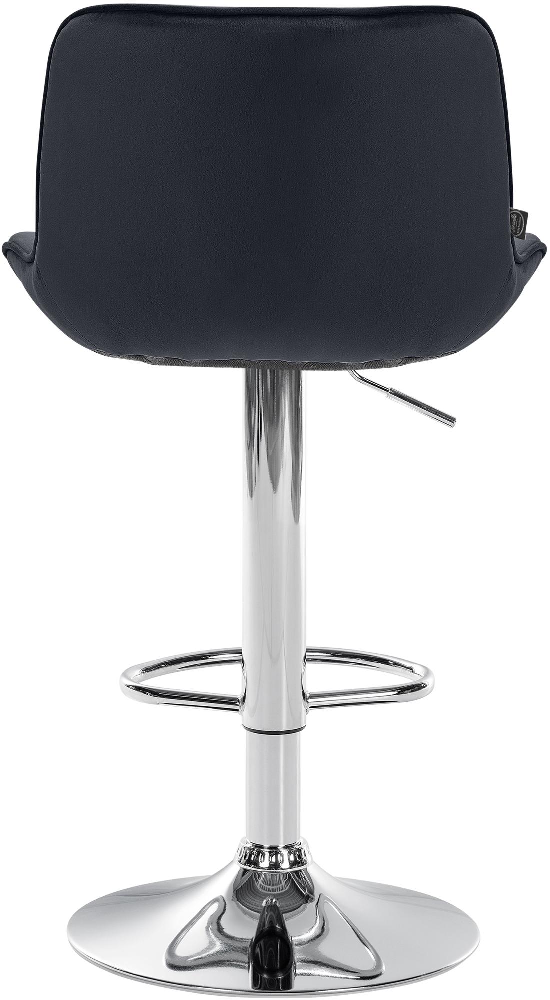 Set di 2 sgabelli da bar Vonore in velluto nero con base cromata, design elegante e regolabile in altezza.
