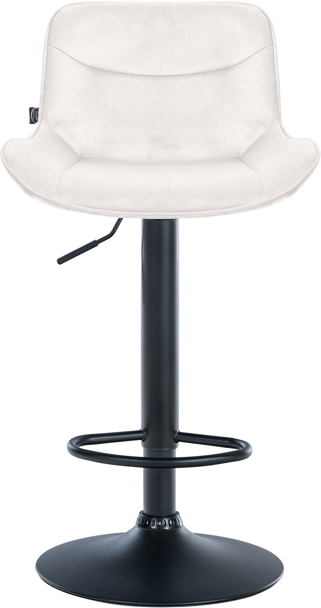 Set di 2 sgabelli da bar Vonore in velluto nero e crema, eleganti e regolabili in altezza per un design moderno.