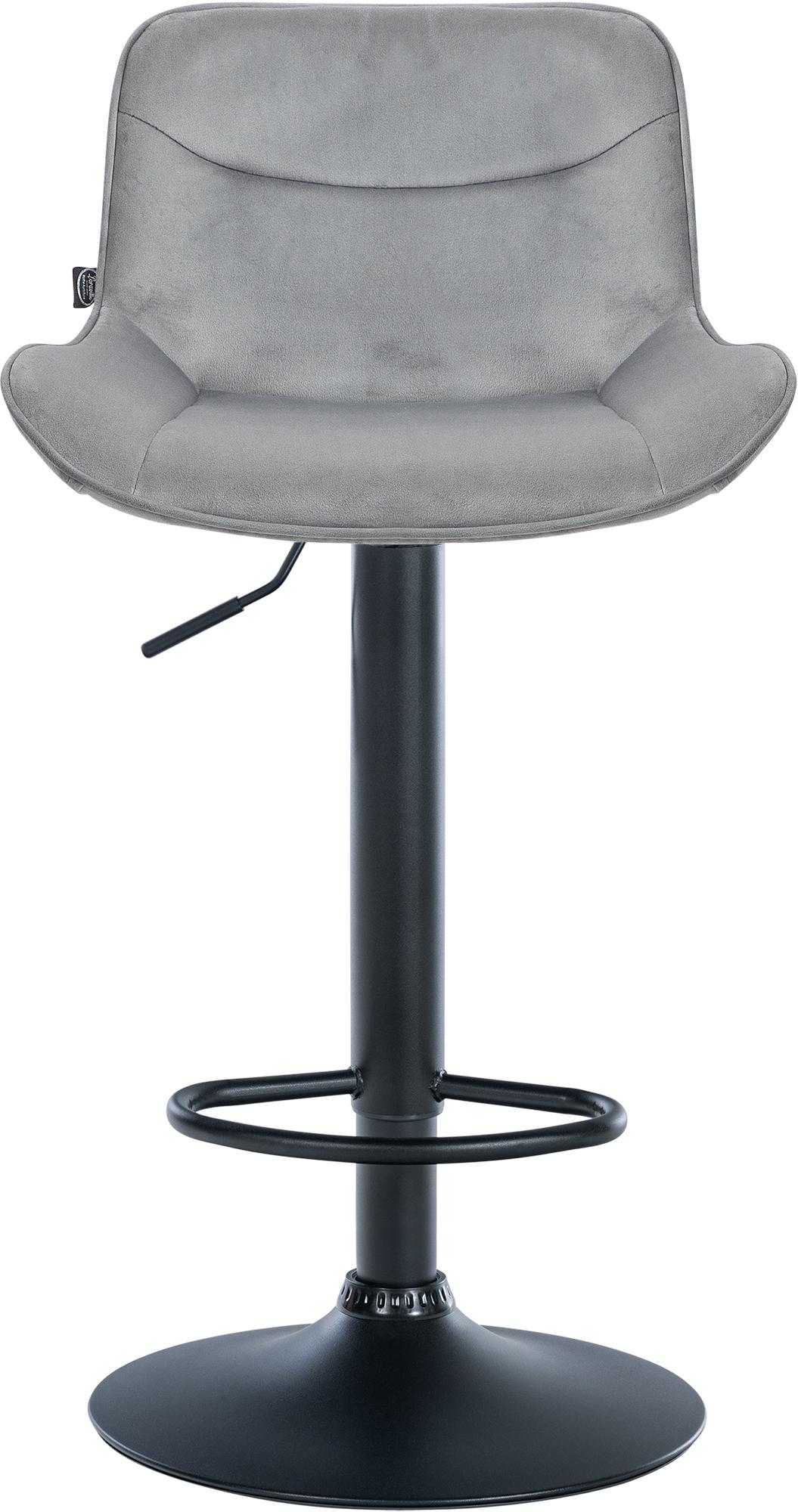 Set di 2 sgabelli da bar Vonore in velluto nero e grigio, regolabili in altezza, design moderno e funzionale.