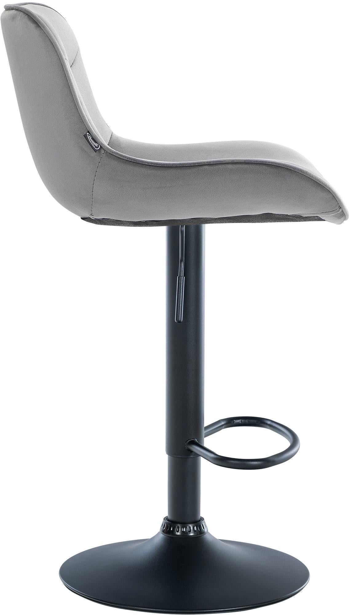 Set di 2 sgabelli da bar Vonore in velluto nero e grigio, regolabili in altezza, design moderno e funzionale.
