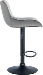 Set di 2 sgabelli da bar Vonore in velluto nero e grigio, regolabili in altezza, design moderno e funzionale.
