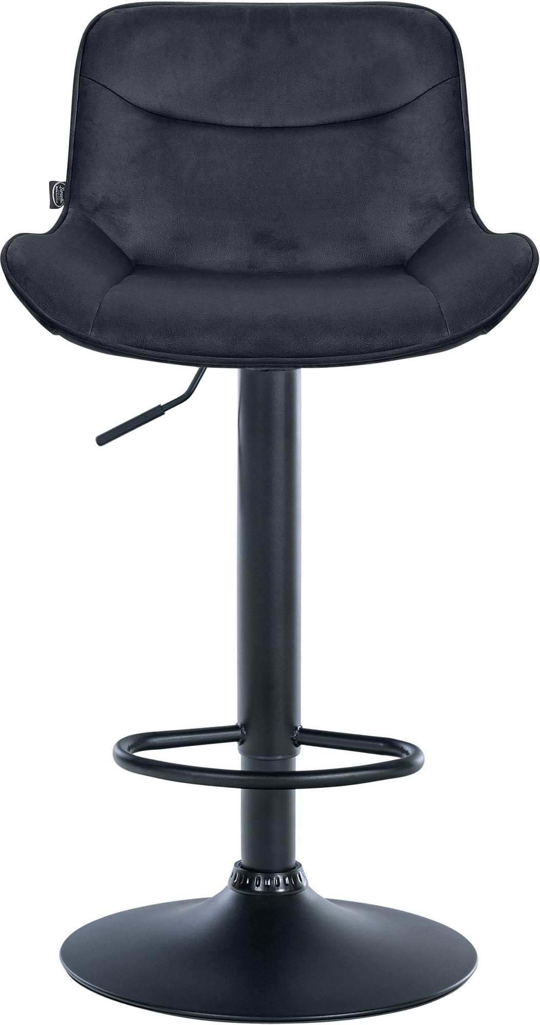 Set di 2 sgabelli da bar Vonore in velluto nero, regolabili in altezza, design moderno e funzionale per la tua casa.