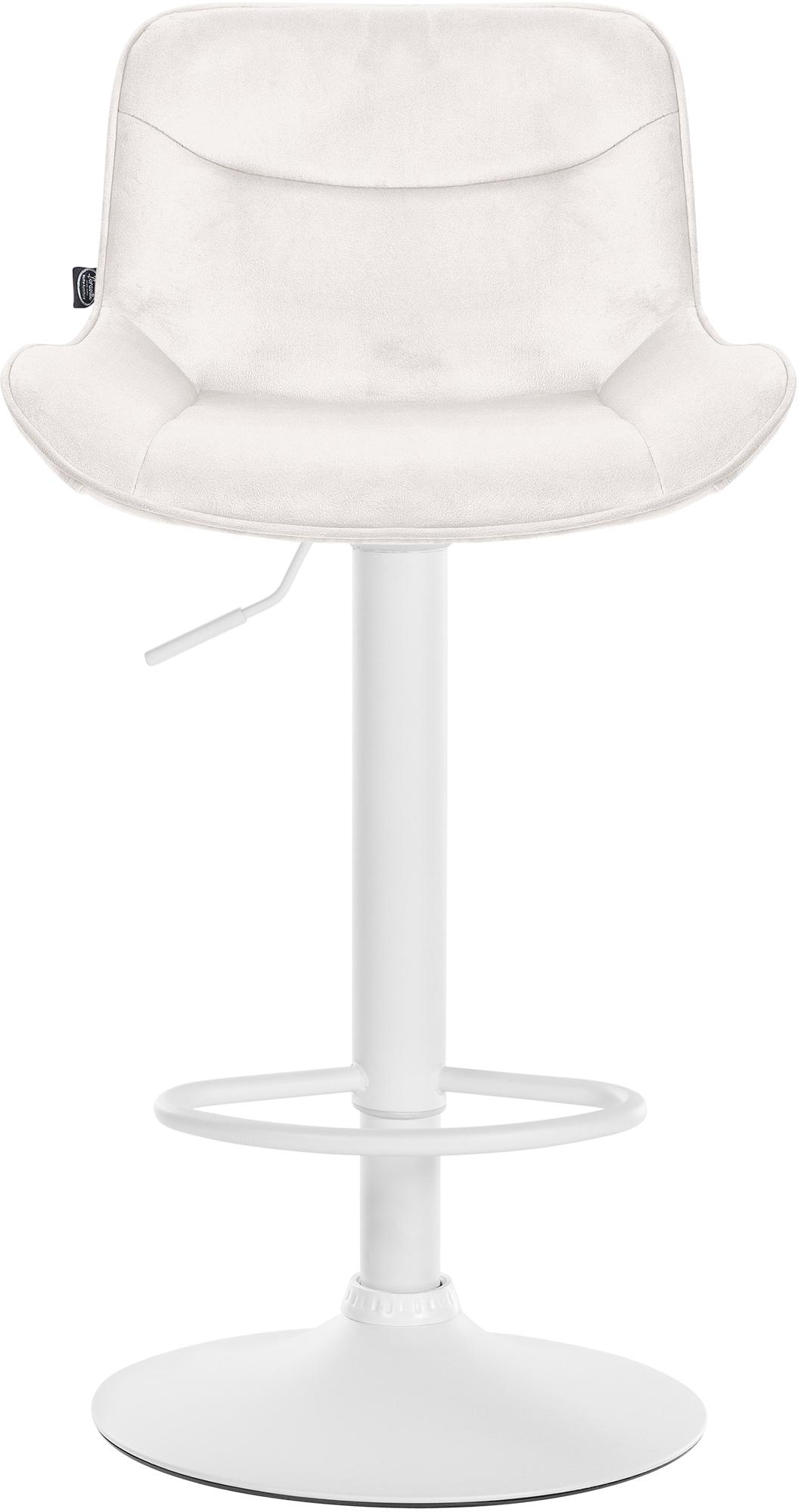 Set di 2 sgabelli da bar Vonore in velluto crema, eleganti e regolabili in altezza per un design moderno e funzionale.