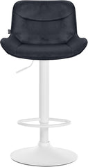 Set di 2 sgabelli da bar Vonore in velluto bianco e nero, design moderno e regolabile in altezza per un comfort elegante.