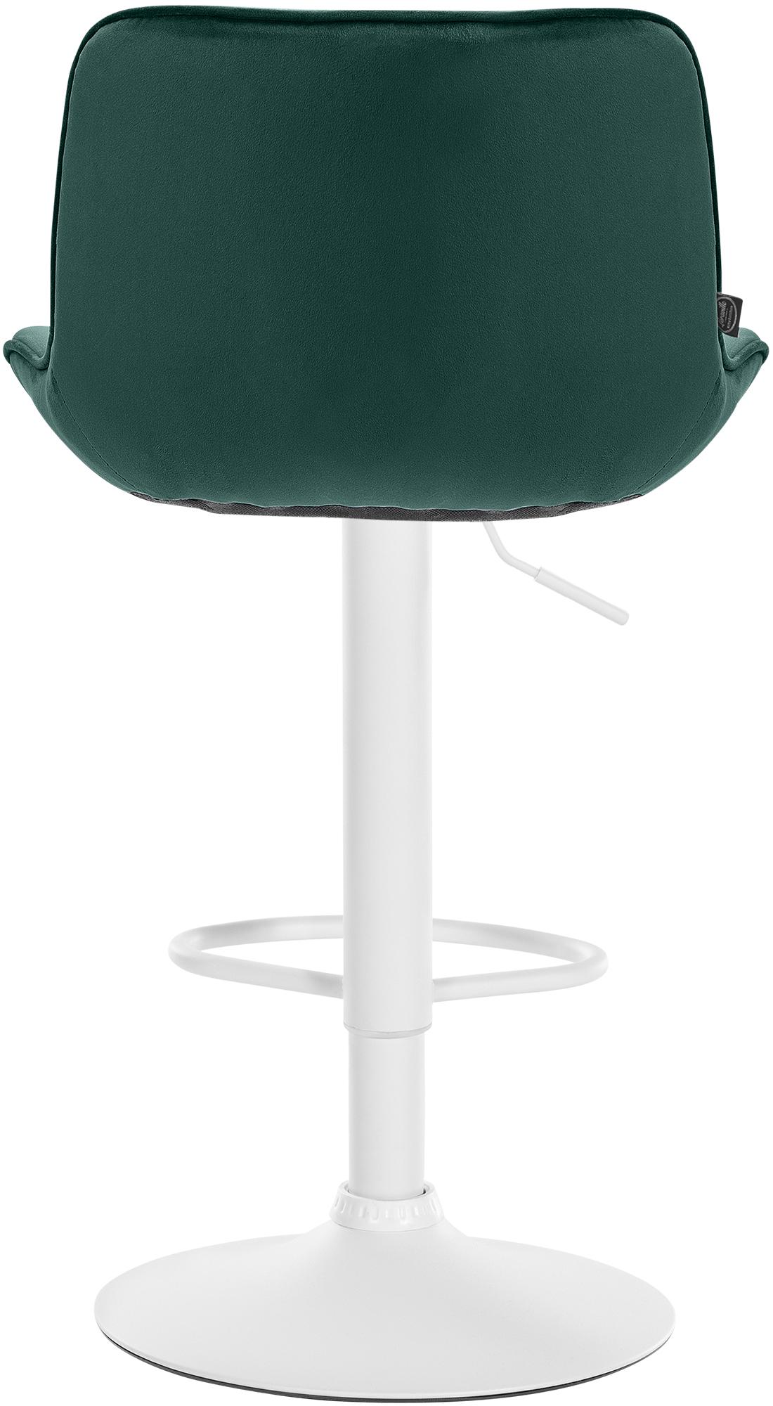 Set di 2 sgabelli da bar Vonore in velluto bianco e verde, regolabili in altezza, design moderno e funzionale.