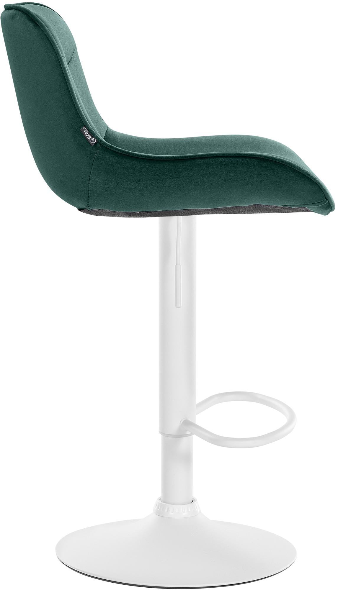 Set di 2 sgabelli da bar Vonore in velluto bianco e verde, regolabili in altezza, design moderno e funzionale.