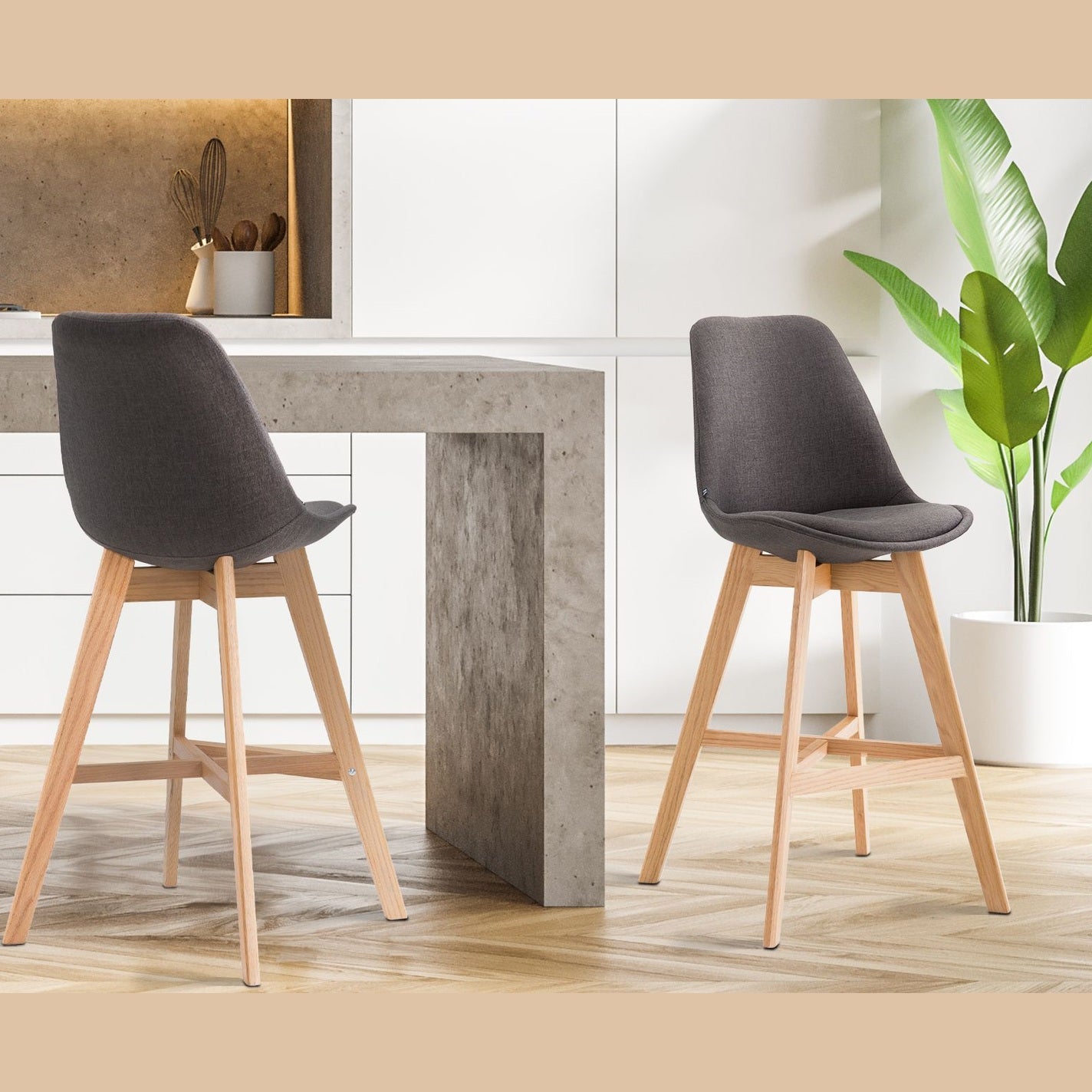 Barhocker Cannes Stoff Natura - dunkelgrau - InfinityMarket