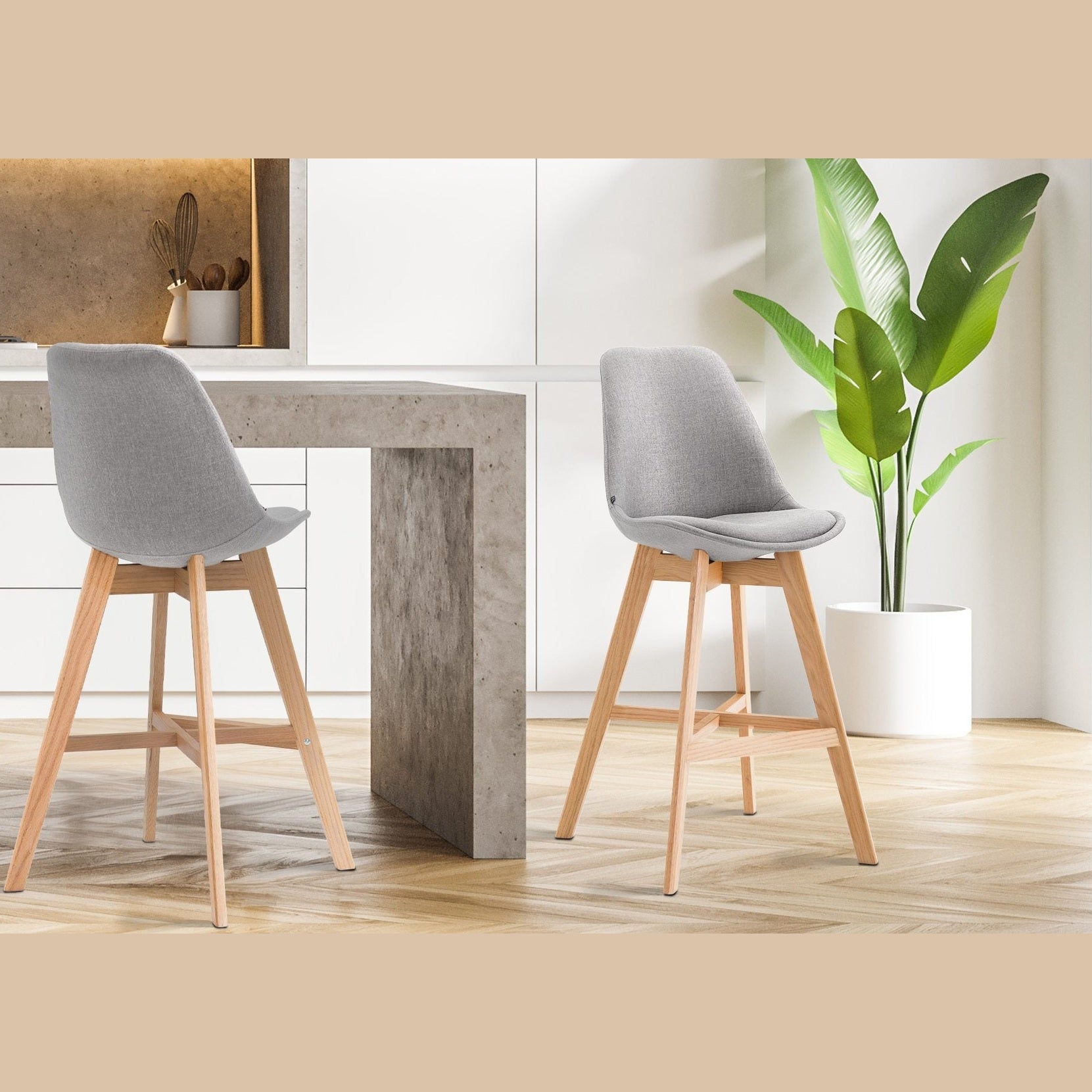 Barhocker Cannes Stoff Natura - grau - InfinityMarket