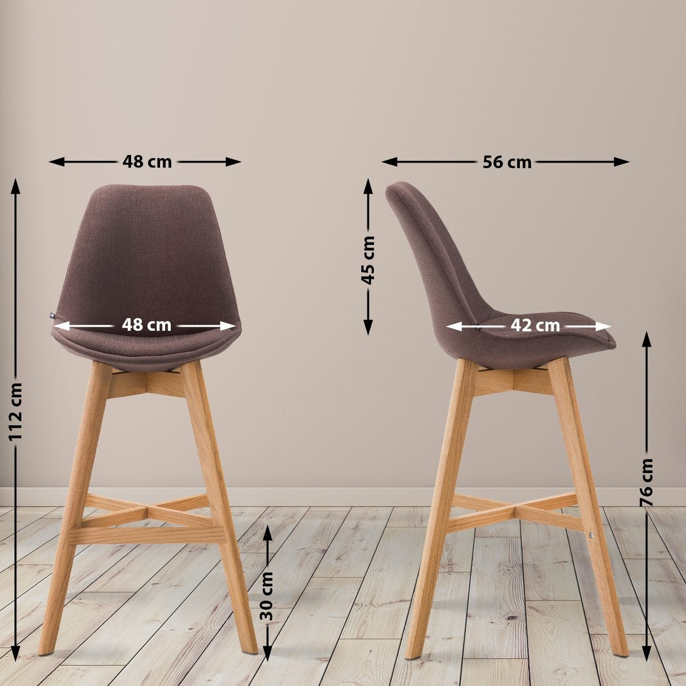 Barhocker Cannes Stoff Natura - braun - InfinityMarket