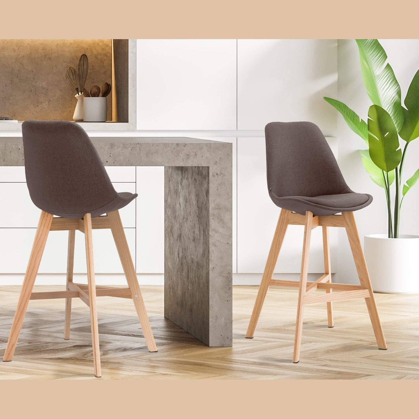 Barhocker Cannes Stoff Natura - braun - InfinityMarket
