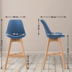 Barhocker Cannes Stoff Natura - blau - InfinityMarket