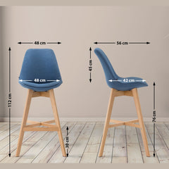 2er Set Barhocker Cannes Stoff natura - blau