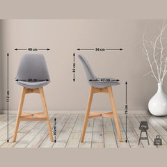 2er Set Barhocker Cannes Stoff natura - grau