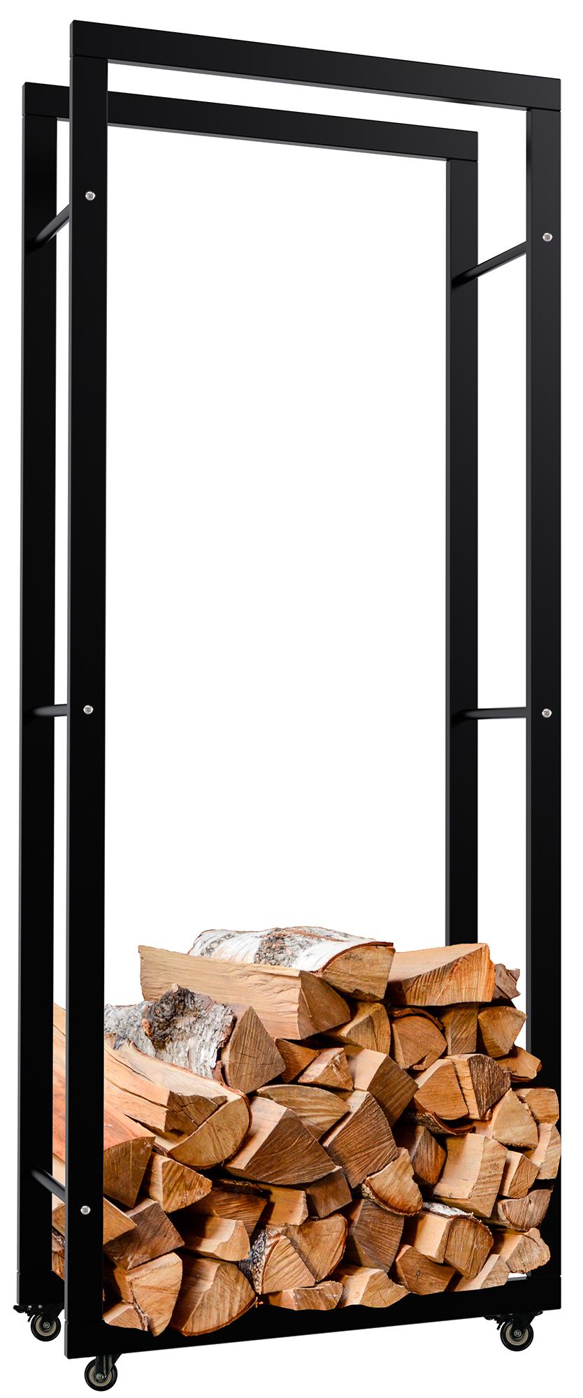 Kaminholzst�nder Keri mit Rollen 25x60x150 - schwarz