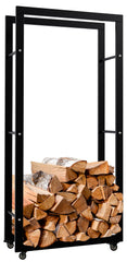Kaminholzst�nder Keri mit Rollen 25x60x125 - schwarz