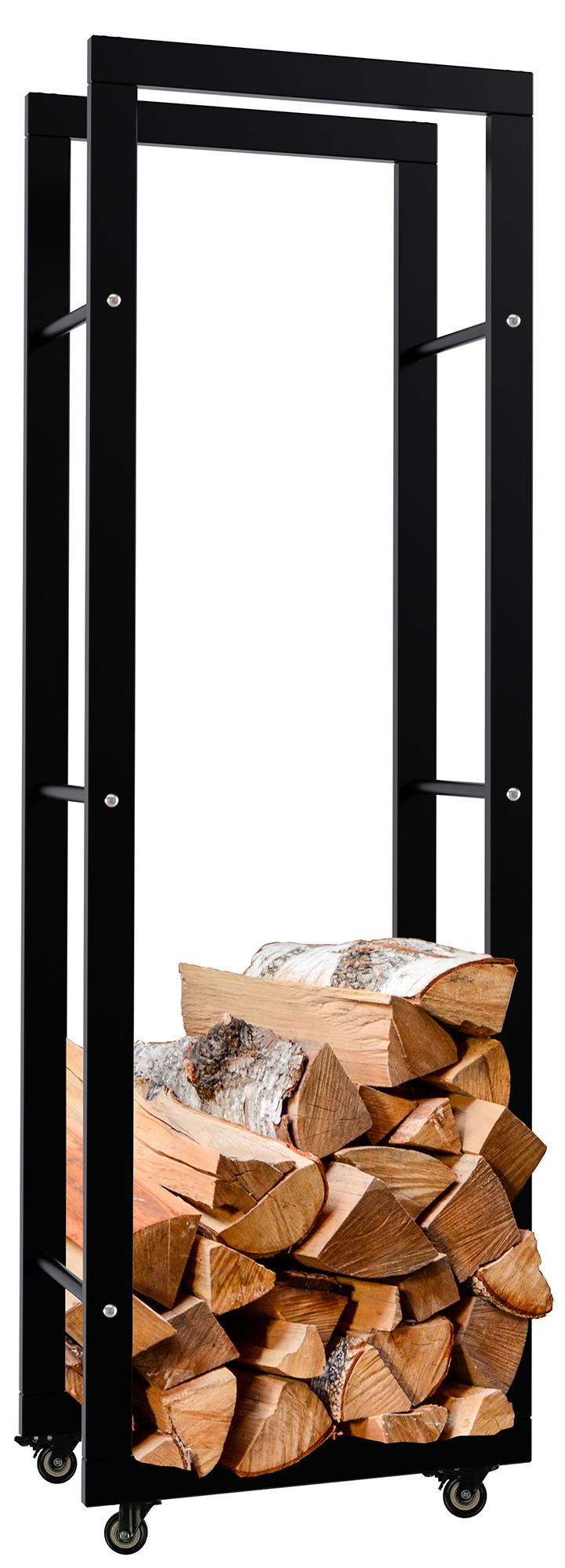 Kaminholzst�nder Keri mit Rollen 25x40x125 - schwarz