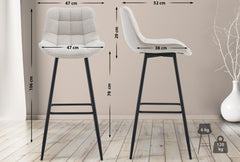 2er Set Barhocker Dartford Stoff - creme