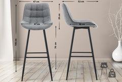 2er Set Barhocker Dartford Stoff - grau