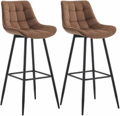 2er Set Barhocker Dartford Samt - braun