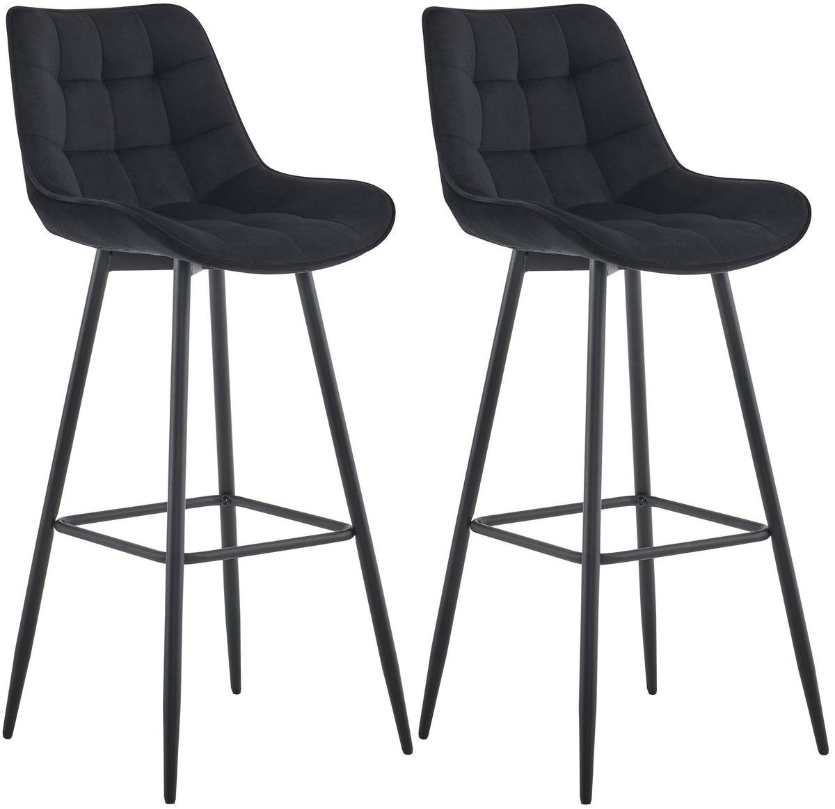 2er Set Barhocker Dartford Samt - schwarz