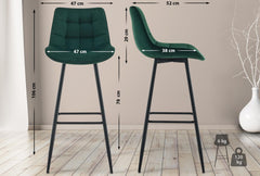 2er Set Barhocker Dartford Samt - gr�n