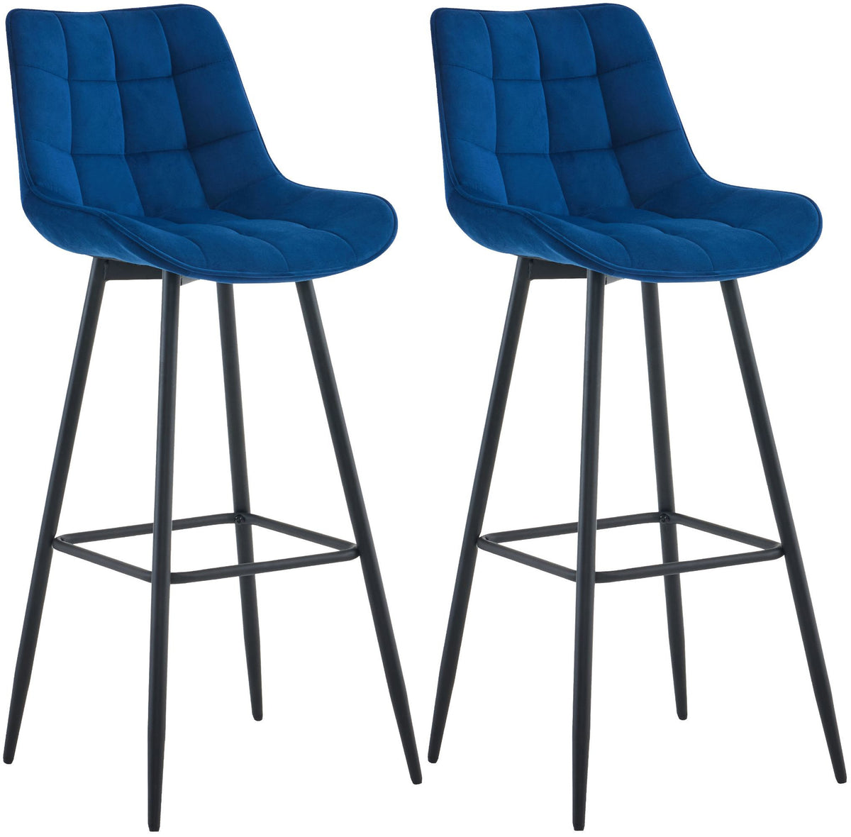 2er Set Barhocker Dartford Samt - blau