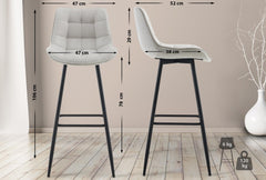 2er Set Barhocker Dartford Samt - grau