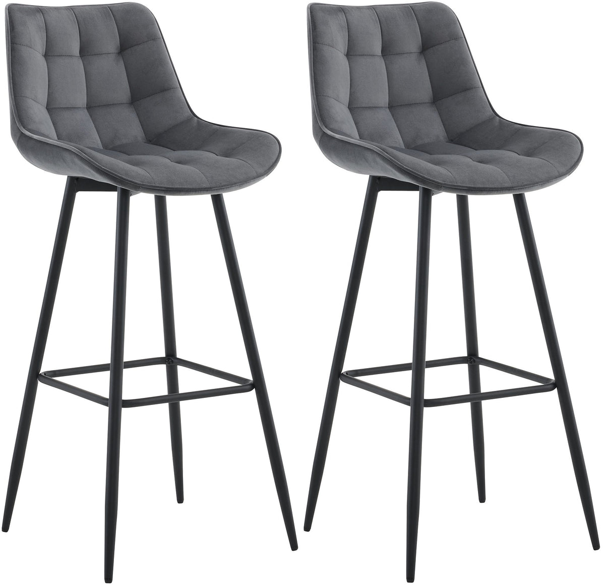 2er Set Barhocker Dartford Samt - dunkelgrau