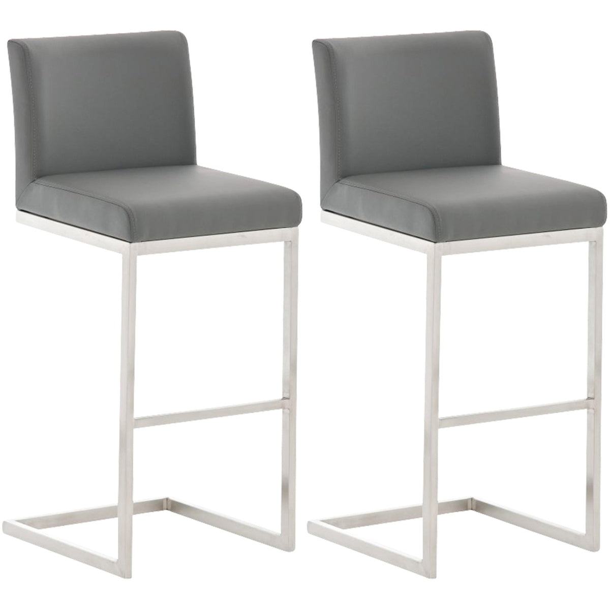 2er Set Barhocker Paros Kunstleder - grau