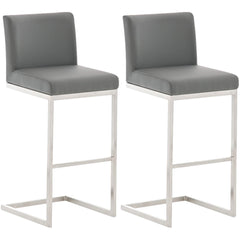 2er Set Barhocker Paros Kunstleder - grau