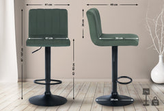 2er Set Barhocker Jamie Samt - gr�n