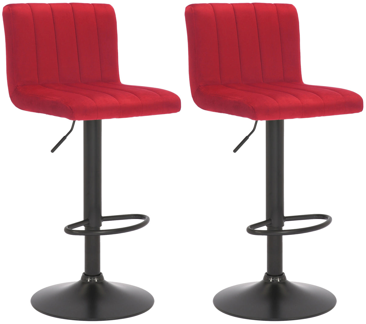 2er Set Barhocker Jamie Samt - rot