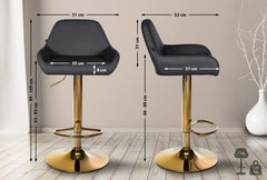 Barhocker Braga Gold Kunstleder - schwarz
