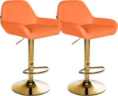 2er Set Barhocker Braga Gold Kunstleder - orange