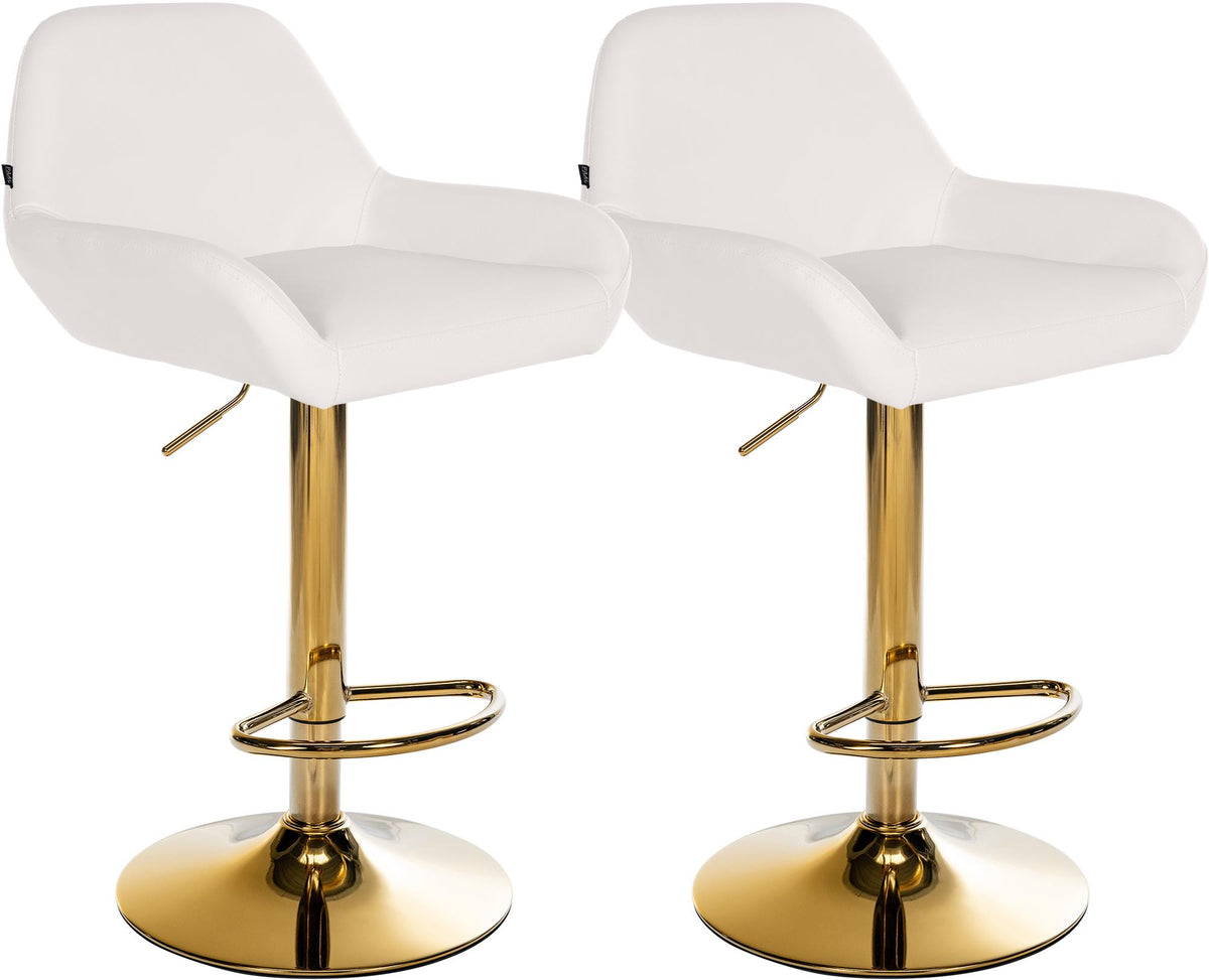 2er Set Barhocker Braga Gold Kunstleder - wei�