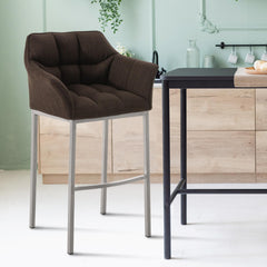 Barhocker Damaso E Stoff mit 4-Fuß Gestell - braun - InfinityMarket