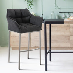 Barhocker Damaso E Stoff mit 4-Fuß Gestell - dunkelgrau - InfinityMarket