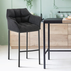Barhocker Damaso B Stoff mit 4-Fuß Gestell - dunkelgrau - InfinityMarket