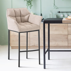 Barhocker Damaso B Stoff mit 4-Fuß Gestell - elfenbein - InfinityMarket