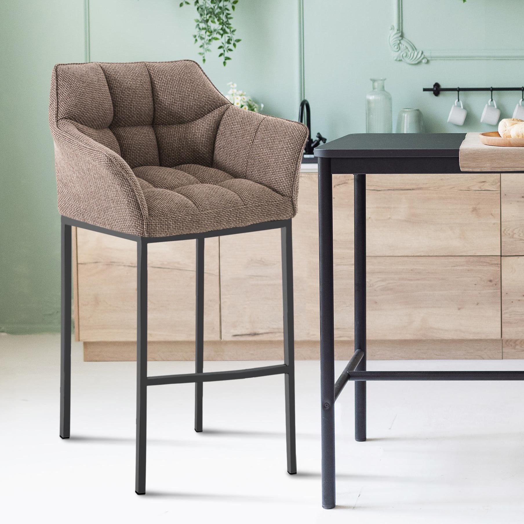 Barhocker Damaso B Stoff mit 4-Fuß Gestell - terrabraun - InfinityMarket