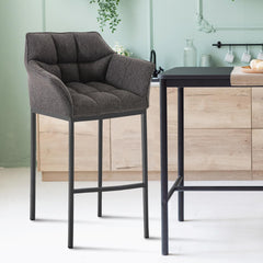 Barhocker Damaso B Stoff mit 4-Fuß Gestell - titangrau - InfinityMarket