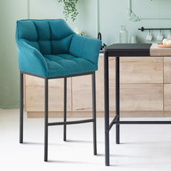 Barhocker Damaso B Stoff mit 4-Fuß Gestell - türkis - InfinityMarket