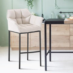 Barhocker Damaso B Stoff mit 4-Fuß Gestell - weiß - InfinityMarket